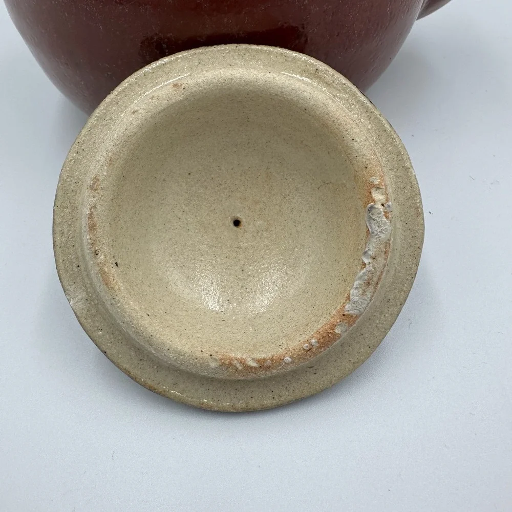 Designpac Ceramic Teapot Red Glaze Rustic Vtg Unique Collectible Signed A24A42‎
